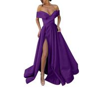MNRIUOCII Robe de soirée élégante pour mariage, robe de mariée, robe de demoiselle d'honneur, robe sexy, taille haute, fente latérale, robe longue, robe maxi élégante, col en V, robe de cocktail