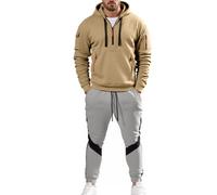 MNRIUOCII Survêtement 2 pièces pour homme - Automne - Hiver - Sweat à capuche - Avec fermeture éclair 1/4 et pantalon de jogging - Survêtement de loisirs - Décontracté - Avec capuche - Combinaison de