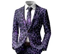 MNRIUOCII Veste d'Halloween à manches longues pour homme - Avec un bouton - Coupe ajustée - Manteau de loisirs élégant - Veste de costume effrayante - Tête de mort - Blazer imprimé - Veste sportive
