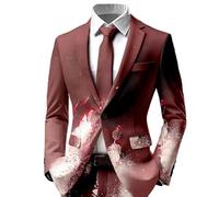 MNRIUOCII Veste d'Halloween à manches longues pour homme - Avec un bouton - Coupe ajustée - Manteau de loisirs élégant - Veste de costume effrayante - Tête de mort - Blazer imprimé - Veste sportive