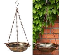 MNRYLKB Baignoire à Oiseaux en métal à Suspendre pour extérieur, mangeoire à Oiseaux, Jardin, terrasse, décoration de Cour (doré)