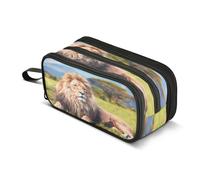 Mnsruu Big Lion Trousse à crayons grande capacité 3 compartiments pour fournitures scolaires garçons filles, multicolore, Taille unique, Organiseur de sac