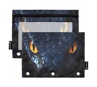 Mnsruu Black Mamba Eyes - Lot de 2 trousses à crayons pour classeur à 3 anneaux avec fermeture éclair, fenêtre transparente et fermeture éclair pour fournitures de bureau, Multicolore, Taille unique