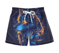 Mnsruu Bohemian Eyes Wolf Short de bain à séchage rapide pour enfant, A0752, 10 ans
