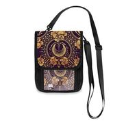 Mnsruu Boho Constellation Zodiac Portefeuille de voyage doré avec sangle réglable pour passeport, carte de crédit, gadget, sac à bandoulière unisexe, #01, Taille unique, Mode