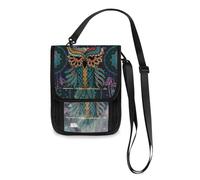 Mnsruu Boho Dreamcatcher Plumes Hibou Jpg Portefeuille de voyage Porte-passeport Porte-carte de crédit Gadget Pochette Pochette Sac Unisexe Bandoulière Portefeuille Voyage Tour de Cou Portefeuille