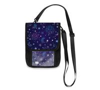 Mnsruu Boho Space Galaxy Constellation Stars Sun Moon Portefeuille de voyage violet porte-passeport porte-cartes de crédit Gadget Pouch Bag Sac bandoulière Portefeuille de voyage unisexe avec sangle