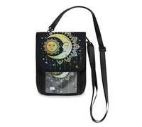 Mnsruu Boho Sun Moon Portefeuille de voyage avec sangle réglable pour passeport, carte de crédit, gadget, unisexe, #01, Taille unique, Mode