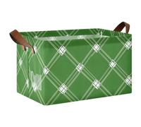 Mnsruu Boîte de rangement à carreaux vert vichy blanc pour étagères, grand bac de rangement cube étanche, organiseur de placard, vêtements, chambre à coucher