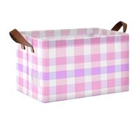 Mnsruu Boîte de rangement en forme de carreaux vichy rose lavande pour étagères, grand bac de rangement cube étanche, organiseur de placard, vêtements, chambre à coucher