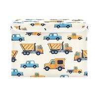 Mnsruu Boîtes de rangement pliables avec couvercle bleu jaune voiture Monster Truck bacs de rangement pliables pour vêtements panier de rangement pour jouets, placard, chambre à coucher, maison