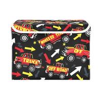 Mnsruu Boîtes de rangement pliables avec couvercle rouge Monster Trucks Cartoon N bacs de rangement pliables pour vêtements panier de rangement pour jouets, placard, chambre à coucher, maison