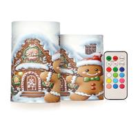 Mnsruu Bougies pilier sans flamme en forme de bonhomme en pain d'épices avec télécommande à piles LED à changement de couleur