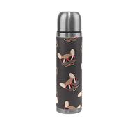 Mnsruu Bouledogue français Sourire Lunettes de Soleil Doodle Isotherme Bouteille d'eau en Acier Inoxydable à Double paroi Anti-Fuite sous Vide de Voyage Housse en Cuir véritable 481,9 Gram