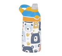 Mnsruu Bouteille d'eau en Tritan avec paille Motif ours fantastiques Pour l'école, l'extérieur, les voyages