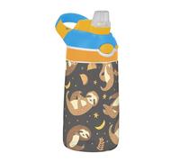 Mnsruu Bouteille d'eau en Tritan avec paille Motif paresseux sur la lune nocturne