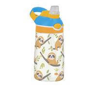 Mnsruu Bouteille d'eau en Tritan avec paille pour enfant Motif paresseux sur la branche Z