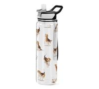 Mnsruu Bouteille d'eau pour chien teckel doberman, 946 ml, avec couvercle à paille, étanche, en Tritan sans BPA, transparent, avec sangle de transport, pour garçons et filles