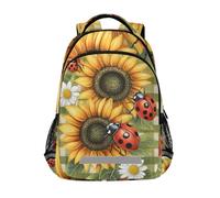 Mnsruu Cartable coccinelle et tournesols pour école primaire junior lycée sac à dos cartable pour étudiants adolescents