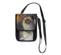 Mnsruu Cat Watching The Glow Butterfly Portefeuille de voyage avec sangle réglable pour passeport, carte de crédit, gadget, unisexe, #01, Taille unique, Mode