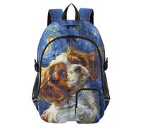 Mnsruu Cavalier King Charles Sac à dos d'école avec compartiment pour ordinateur portable, grand sac d'école pour adolescentes, filles, garçons, sac à dos de voyage de 17,5 pouces pour l'école, le