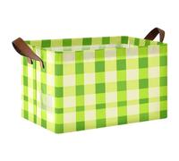 Mnsruu Chartreuse Boîte de rangement à carreaux vichy pour étagères Grand bac de rangement cube étanche Organisateur placard vêtements chambre à coucher