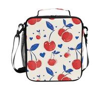 Mnsruu Cherry Love Sac à déjeuner isotherme bleu pour enfants, garçons et filles, sac isotherme pour l'école
