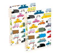 Mnsruu Childish Transportation Lot de 2 carnets à spirales Motif voitures mignonnes Format A5 Pour le travail, l'école, l'écriture, 120 pages, 15 x 21 cm