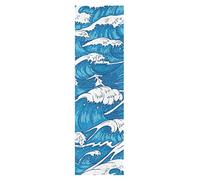 Mnsruu Ciel Bleu Vague De La Mer Grips Skateboard Bande Antidérapant Planche à Roulettes Grip Papier de Verre Sports Plein air Scooter (84 x 23 cm)