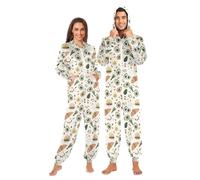 Mnsruu Combinaison pyjama à motif avocat hamburger pain au plat pour adulte Combinaison pyjama à fermeture éclair Vêtements de nuit Homewear Party Costume une pièce, Burger à l'avocat - Motif œuf au