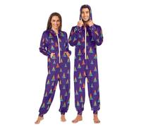 Mnsruu Combinaison pyjama pour adulte motif arbre de Noël arc-en-ciel tigre peau de tigre combinaison combinaison pyjama combinaison vêtements de nuit Homewear fête costume une pièce, Arbre de Noël