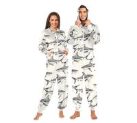 Mnsruu Combinaison pyjama une pièce pour adulte - Requin en colère - Costume de nuit à capuche, multicolore, XS