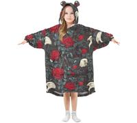 Mnsruu Couverture à capuche pour enfants aigles roses rouges Couverture à capuche en polaire chaude surdimensionnée pour filles et garçons