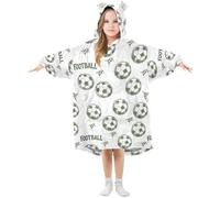 Mnsruu Couverture à capuche pour enfants - Vert - Football - Couverture à capuche en polaire chaude surdimensionnée - Pour filles et garçons