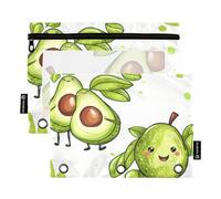 Mnsruu Cute Avocado Friends Lot de 2 trousses à crayons avec fermeture éclair et fenêtre transparente pour ranger les fournitures scolaires et de bureau, multicolore, Taille unique, Trousse de beauté