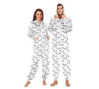 Mnsruu Cute Line Ghosts Combinaison pyjama pour adulte Fermeture éclair Vêtements de nuit Homewear Party Costume une pièce, Motif fantômes mignons, M