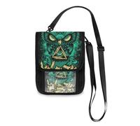Mnsruu Digital Art Portefeuille de voyage avec motif hibou vert avec sangle réglable, #01, Taille unique, Mode