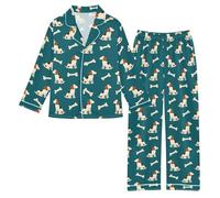 Mnsruu Dog Bone Q Ensemble de pyjama en satin à manches longues avec boutons, multicolore, 13-14 ans