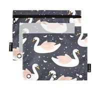 Mnsruu Elegant Swan Lot de 2 trousses à crayons avec fermeture éclair et fenêtre transparente pour ranger les fournitures scolaires et de bureau, multicolore, Taille unique, Trousse de beauté