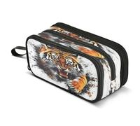 Mnsruu Fierce Tiger Trousse à crayons de grande capacité avec 3 compartiments pour garçons et filles