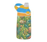 Mnsruu Fish A Bouteille d'eau pour enfants avec paille Tritan Bouteille pour l'école, l'extérieur, les voyages