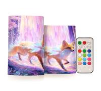 Mnsruu Fox Bougies pilier sans flamme en cristal rose avec minuterie à distance à LED à piles Changement de couleur