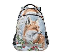 Mnsruu Fox Holly Berry Sac à dos d'école pour garçons et filles