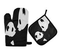 Mnsruu Gant de cuisine et manique en forme de panda noir résistant à la chaleur pour la cuisine, la cuisson, le grill, le barbecue