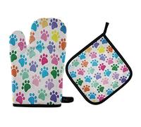Mnsruu Gant de cuisine et manique, motif pattes de chien, résistant à la chaleur, pour la cuisine, la cuisson, le barbecue