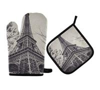 Mnsruu Gant de cuisine et manique, résistant à la chaleur, motif Paris Tour Eiffel, France