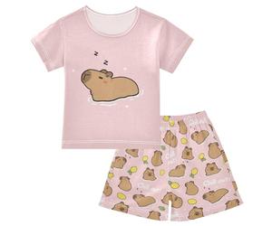Mnsruu Good Night Cute Capybara P Ensemble de pyjama d'été court en coton 2 pièces, multicolore, 10 ans