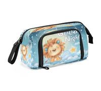 Mnsruu Good Night Trousse à crayons de grande capacité Motif lion mignon Pour bureau, école, multicolore, Cartable