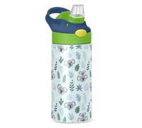 Mnsruu Gourde isotherme en acier inoxydable pour enfants avec paille - Motif koala - 350 ml - Anti-fuite sous vide - Bouteille d'eau chaude et froide