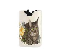 Mnsruu Grand panier à linge pliable avec poignées Motif chat vintage